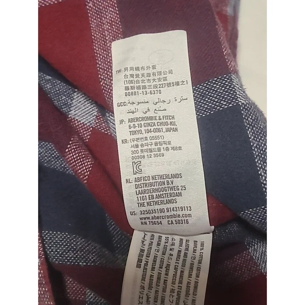 Hollister California Red & Blue Plaid Flannel Button Up Hoodie Mens Sz small